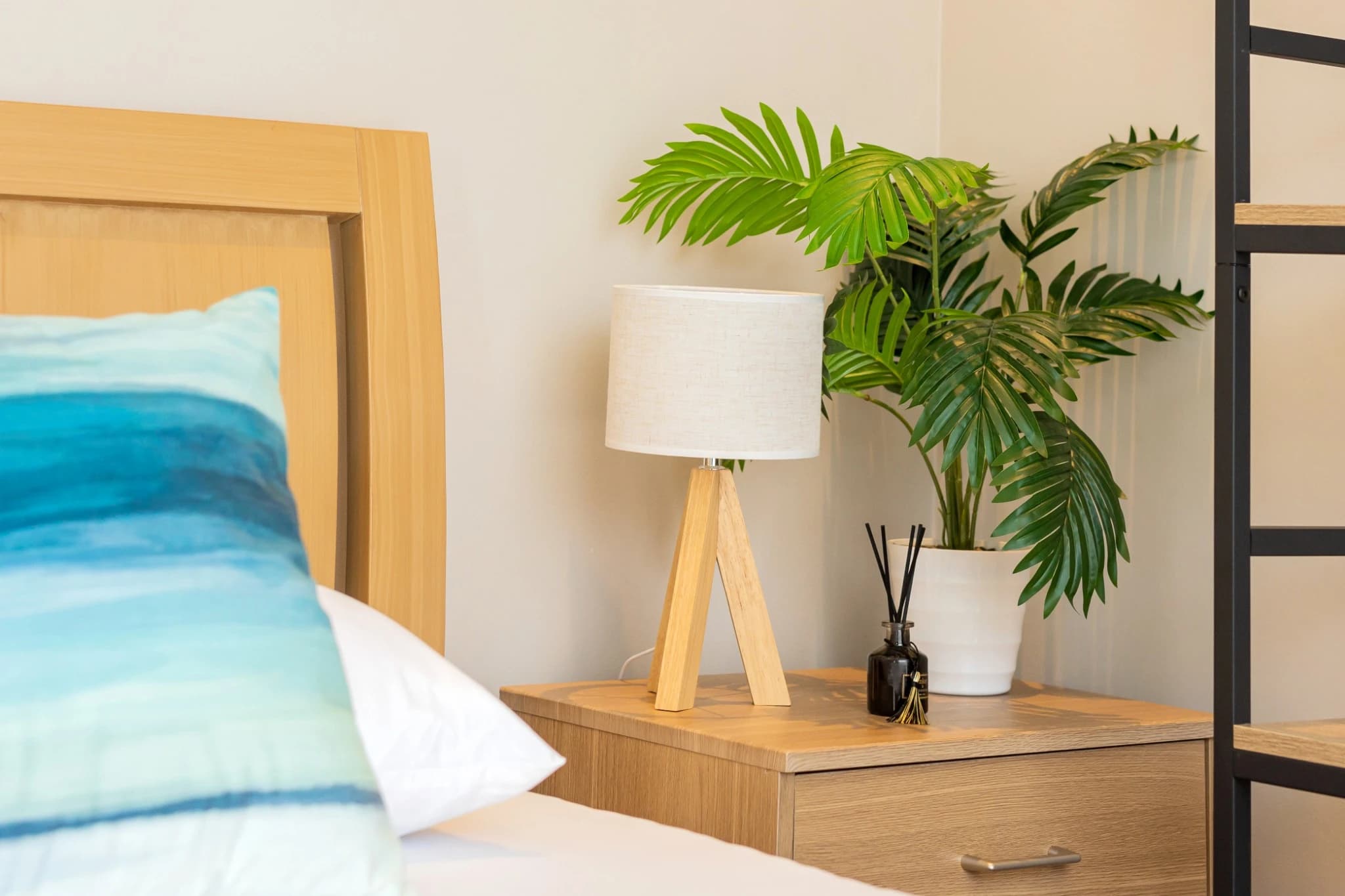 Room corner with wooden details