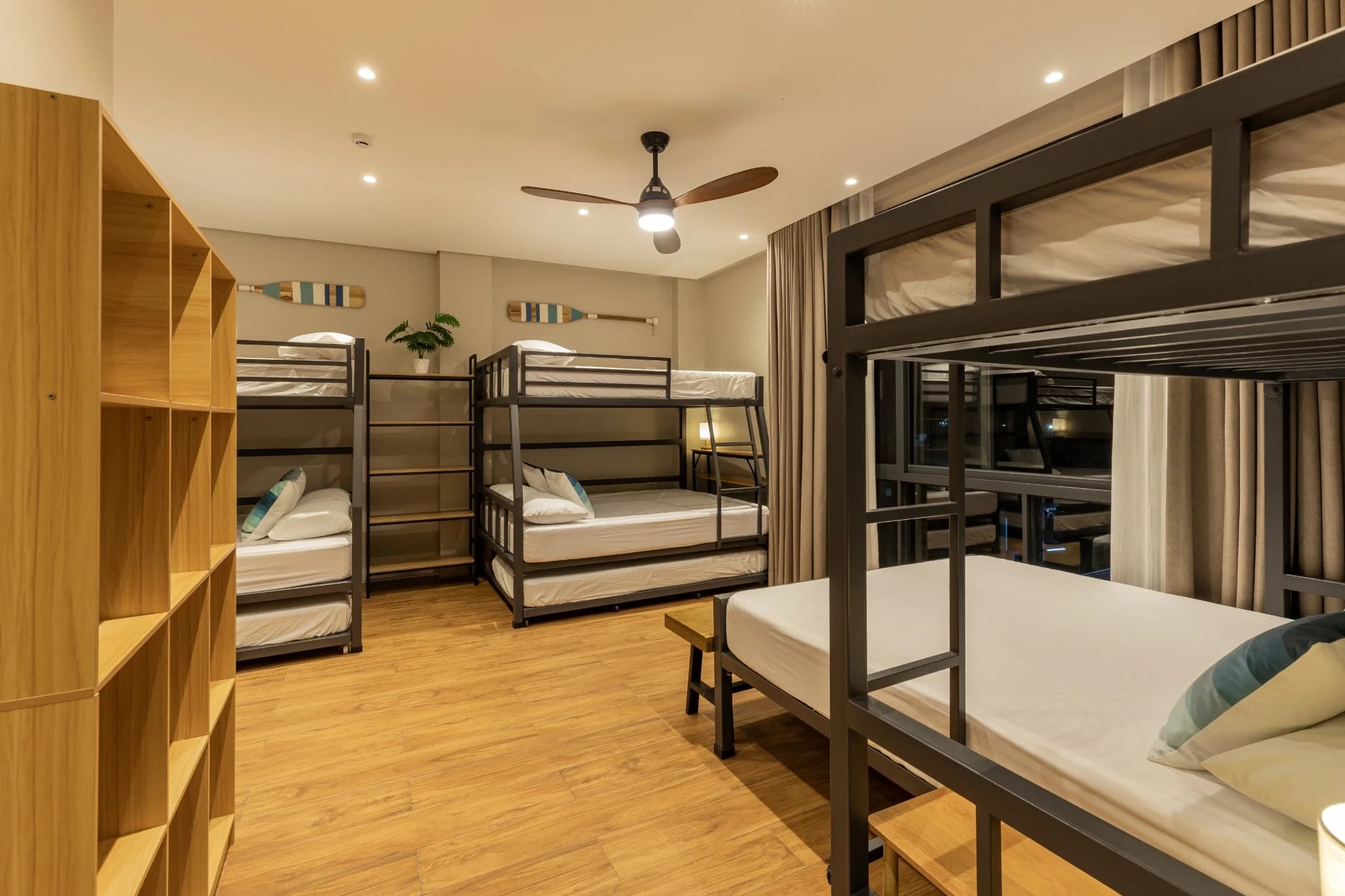 Group room setup with multiple beds